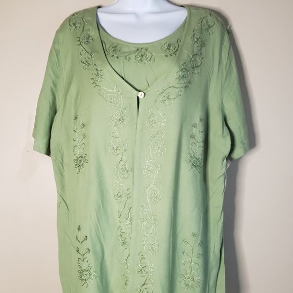 Womens top Studio 1940 18-20W  short sleeve lime green - Picture 2 of 8